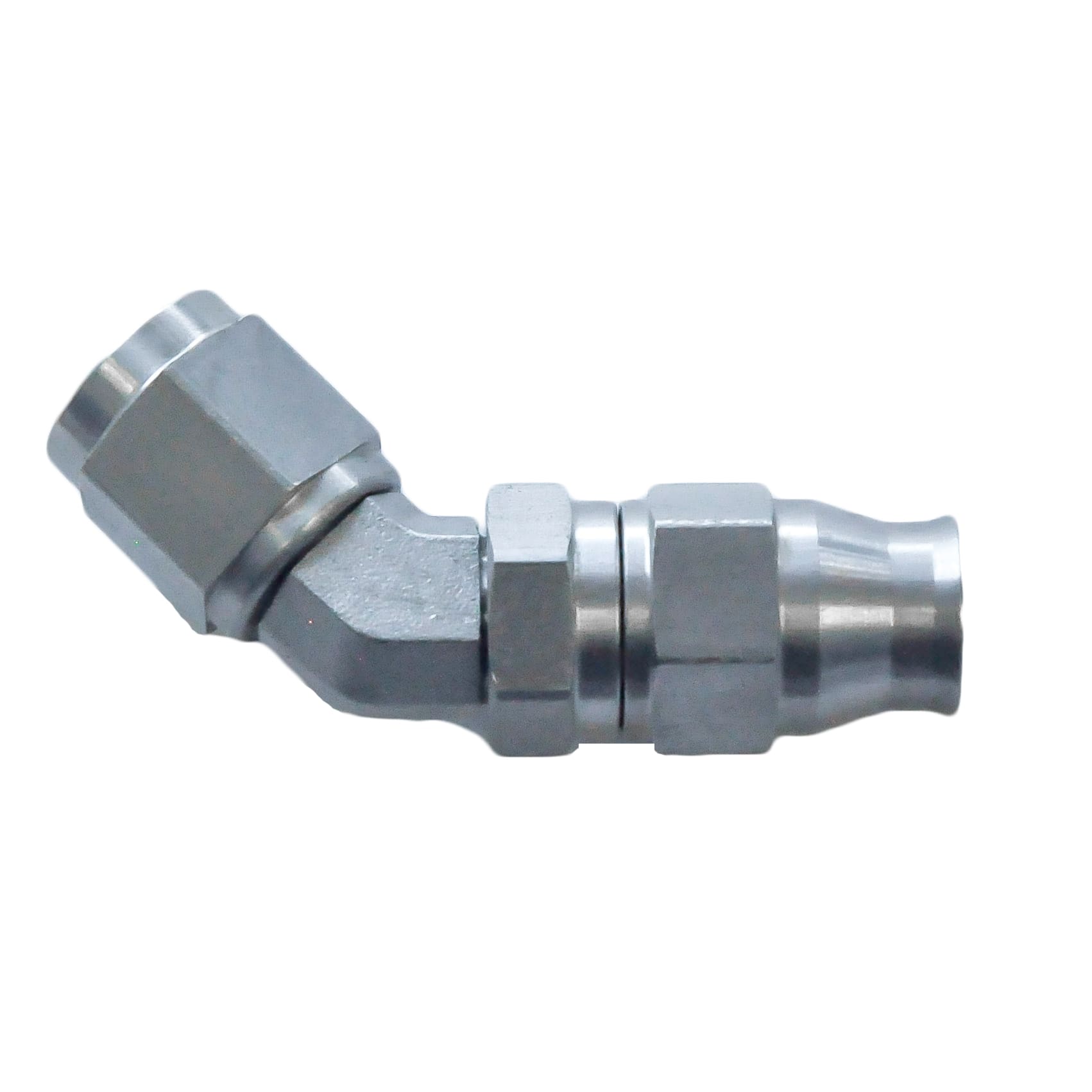 J0X451-11 Reusable PTFE Hose End -03 | 45° Forged Stainless - Image 1