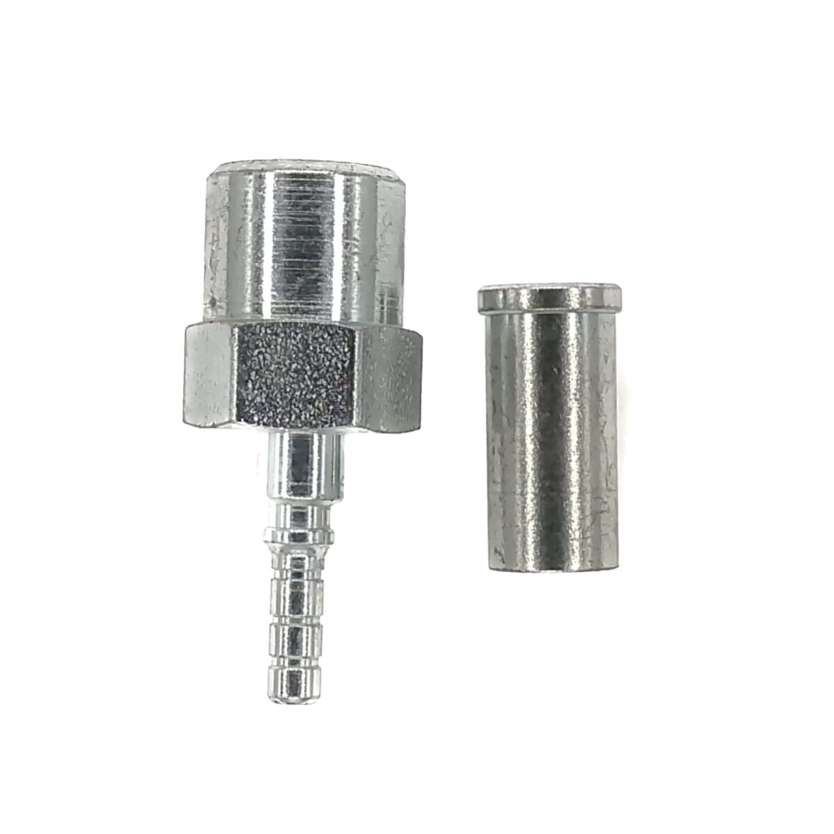Crimp PTFE Hose End Straight -03 | 1/8 F NPT - Image 1